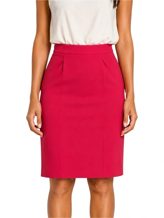 CHANEL Four Leaf Clover Red Linen High Waist Vintage Skirt US 8 FR 40