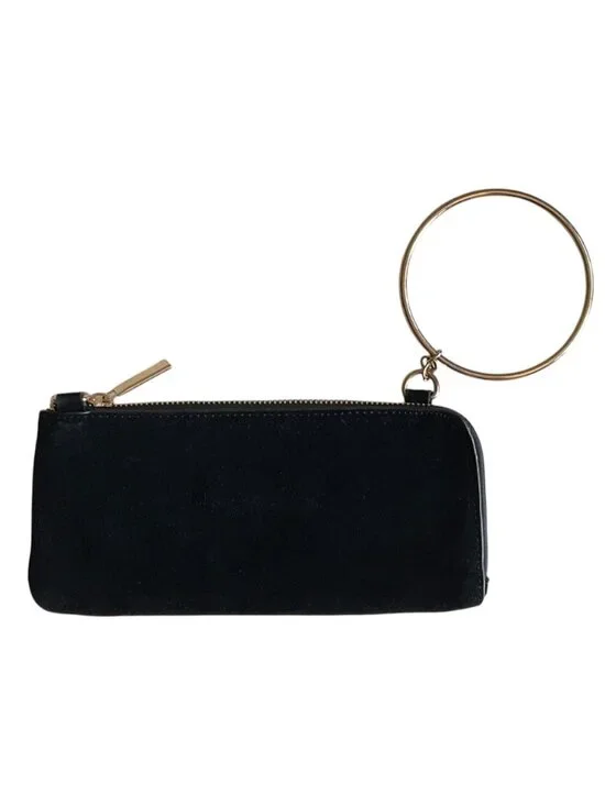 Zara Black Suede Clutch Wristlet Minimalist Clutch