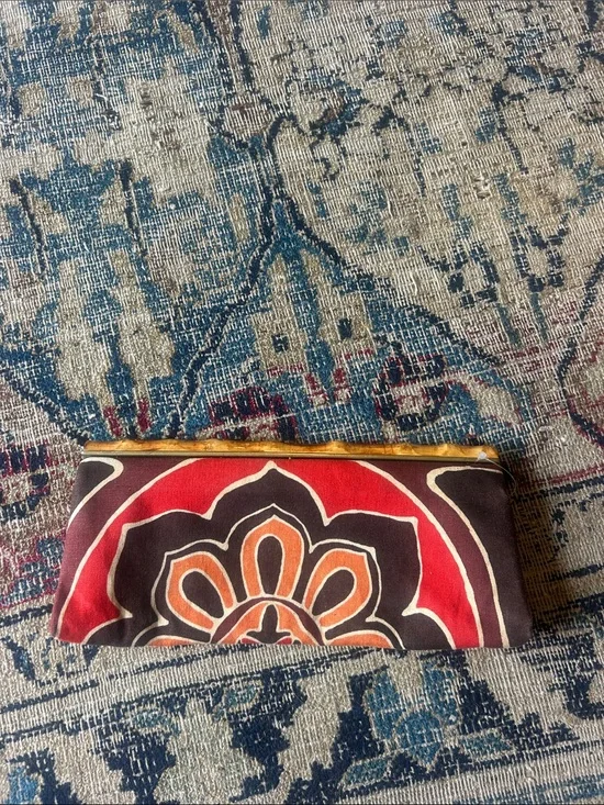 Banana Republic Red and Orange Patterned Clutch Bag