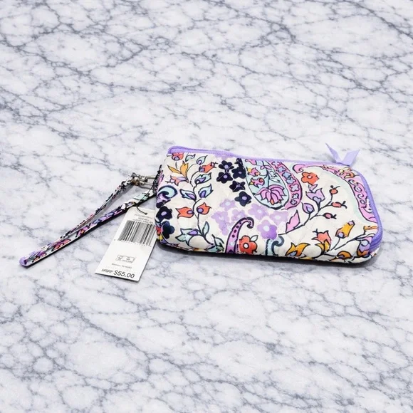 Vera Bradley Floral Wristlet Clutch - Purple and Cream paisley