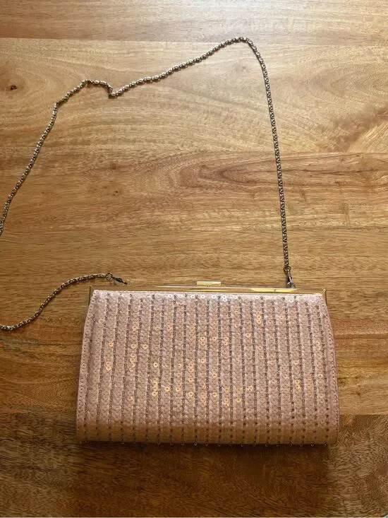 Esther and Lilly hard shell Sequined rhinestone Evening Clutch with Chain