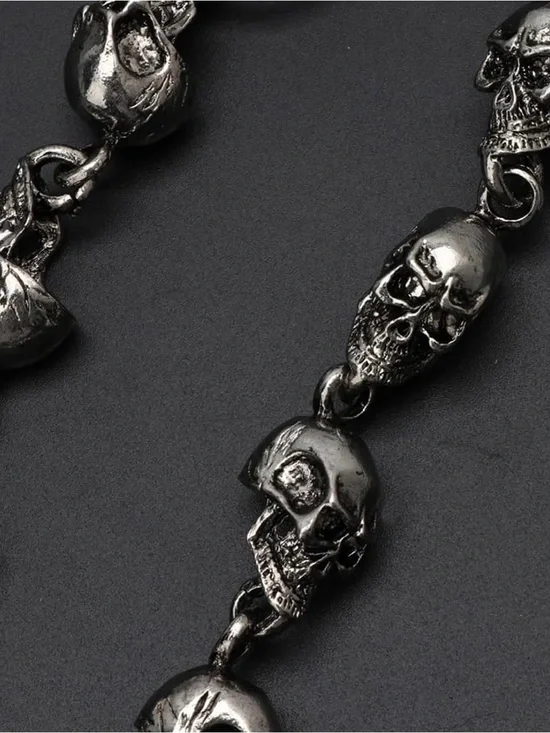 Men's Black Gunmetal Skull Link Detachable Key Chain W Links.