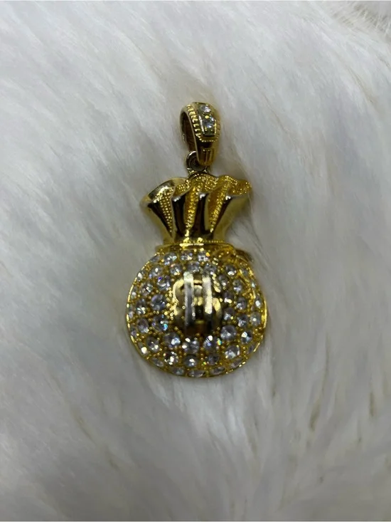 Gold Tone Money Bag Pendant
