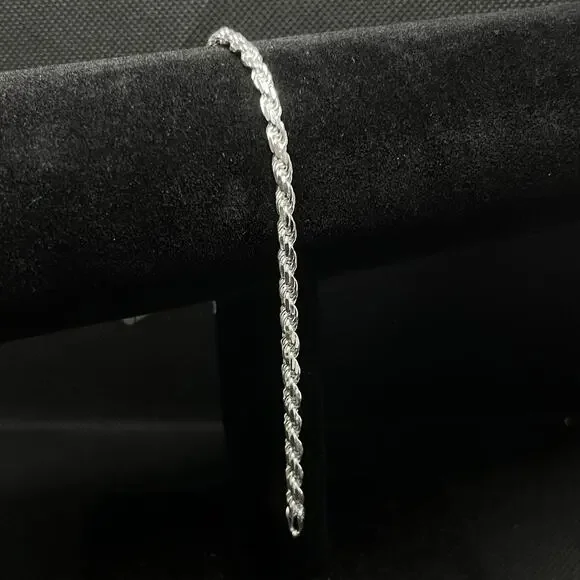 Esclava De Plata 925 Con Diseño Rope,Rope Design Silver Bracelet