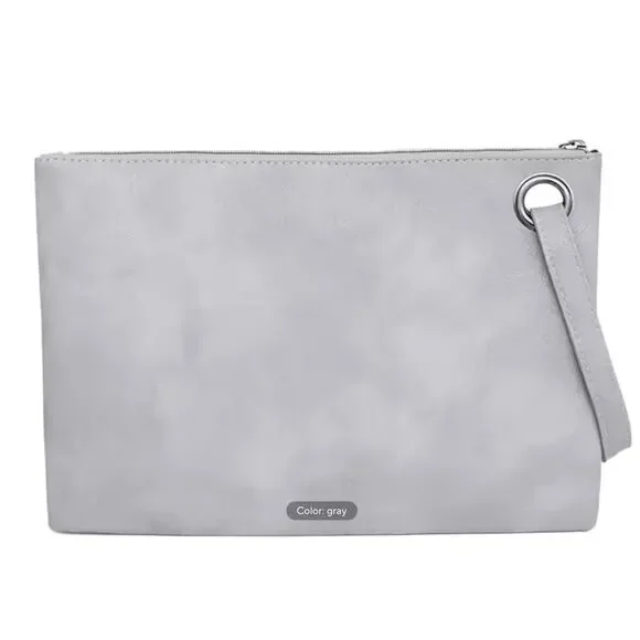 GRAY LARGE PU LEATHER‎ CLUTCH