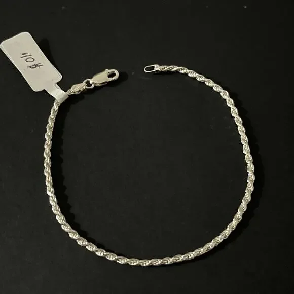 Esclava De Plata 925 Con Tejido Rope - 9 Inch