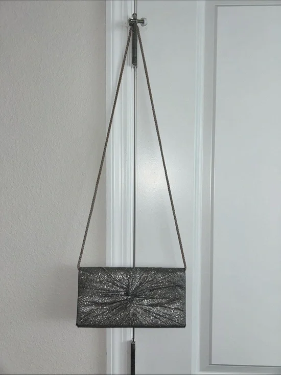 Metallic Gunmetal Evening Crossbody Bag