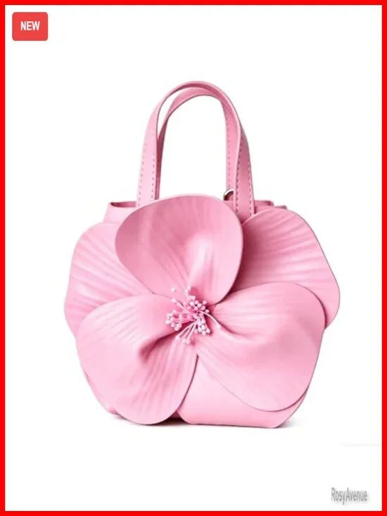 PU Leather Mini Flower Evening Purse Floral Clutch with Chain
