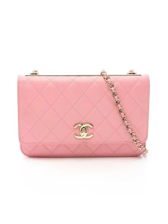 Chanel Shoulder Bag Trendy CC Quilted Pink Lambskin Chain Wallet