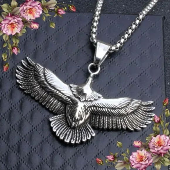 Vintage style Eagle Pendant Necklace With Stainless Steel Chain‎