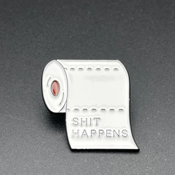 Toilet Paper Sh*t Happens Funny Novelty Lapel Hat‎ Pin