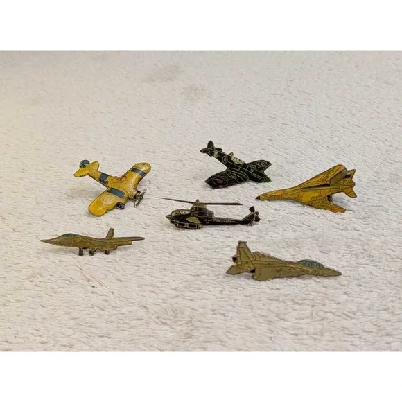 Lot‎ of 6 Vintage Aircraft Pins - Fighter Jet Helicopter Biplane Military
