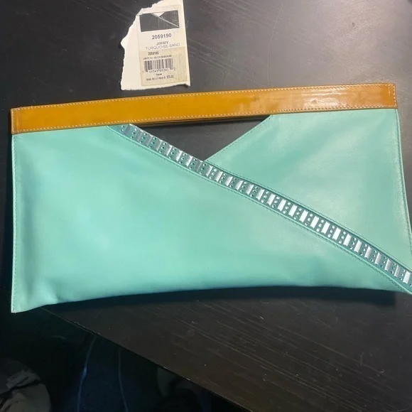 NEW Daniel Swarovski Crystal embellished calf skin leather clutch