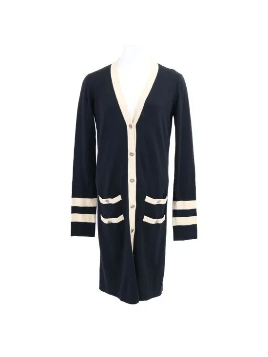 Chanel CC Logo Handshake Cashmere Blend Long Cardigan 36