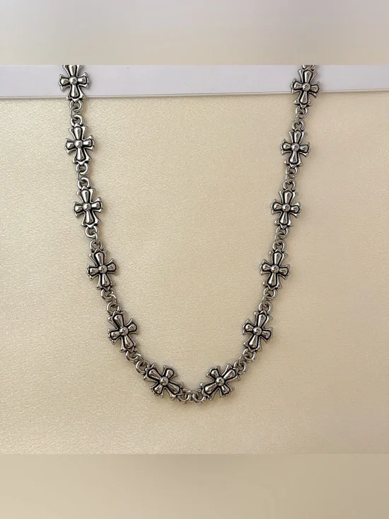 Cross Link Chain Necklace for Men Women Punk Hip Hop Streetwear Unisex Necklace
