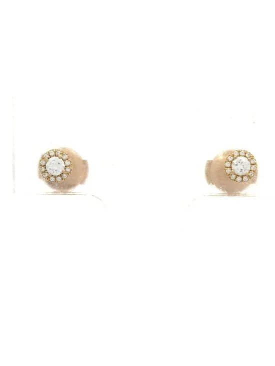 Tiffany & Co Earrings Solesto 18k Pink Gold Diamond Center 0.1 Carat