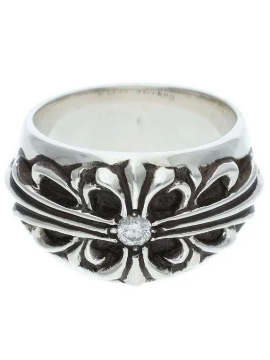 Chrome Hearts Flrl Crs Floral Cross Silver Ring