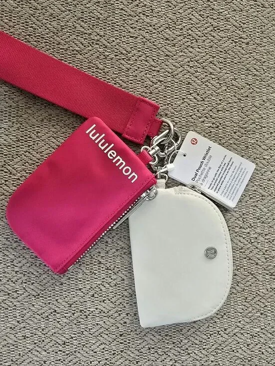 Lululemon PSNT/Bone Pink Off White Dual Pouch Wristlet