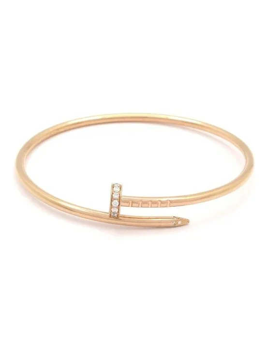 Cartier Bangle Juste un Clou SM 18k Pink Gold Diamond Total 0.18 Carat Bracelet