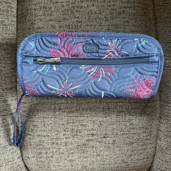 Lug Flipper Jewelry Makeup Organizer Travel Clutch in Fireworks Navy Blue 🎆