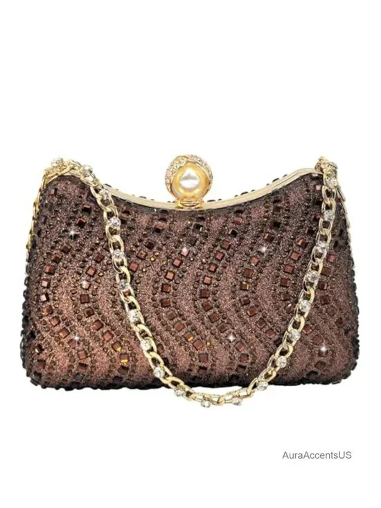 Mini Rhinestone Clutch Purse for Women - Evening Handbag with Chain Strap