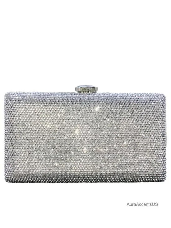 Crystal Evening Bag Clutch Box Purse with Rhinestones Formal Party Wedding