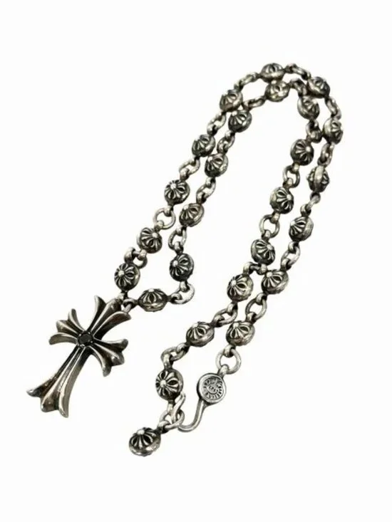 Chrome Hearts 1 Crsbl Chn Sml CH Crs Cross Ball Chain Small CH Necklace Black