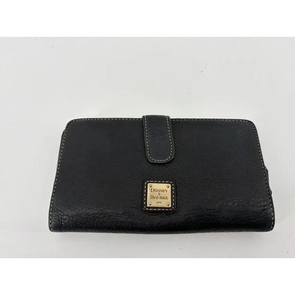 Dooney & Bourke Pebble Grain Medium Zip Around Wallet Clutch Black