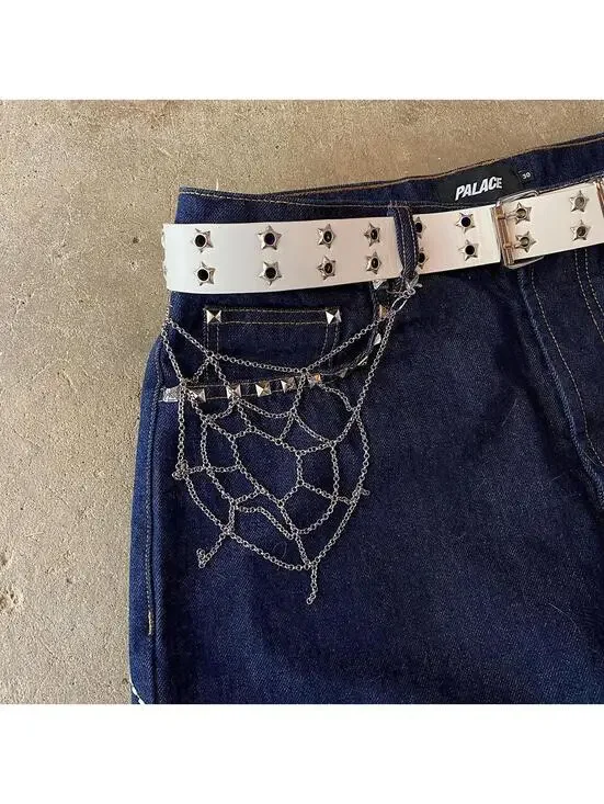Cyber Y2k style spiderweb ️ silver pocket chain. Punk emo grunge style. This