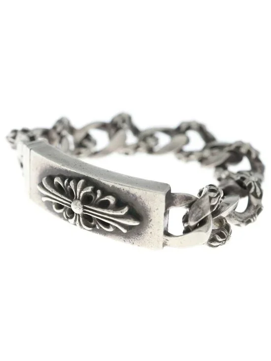 Chrome Hearts ID Floral Crs ID Fancy Link Bracelet Silver