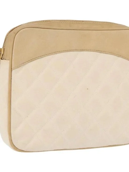 CHANEL Matelasse Waist bag Canvas Beige Gold CC Auth bs32356