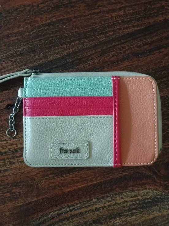 The Sak Colorblock Card Wallet - Mint, Hot Pink, Peach, White