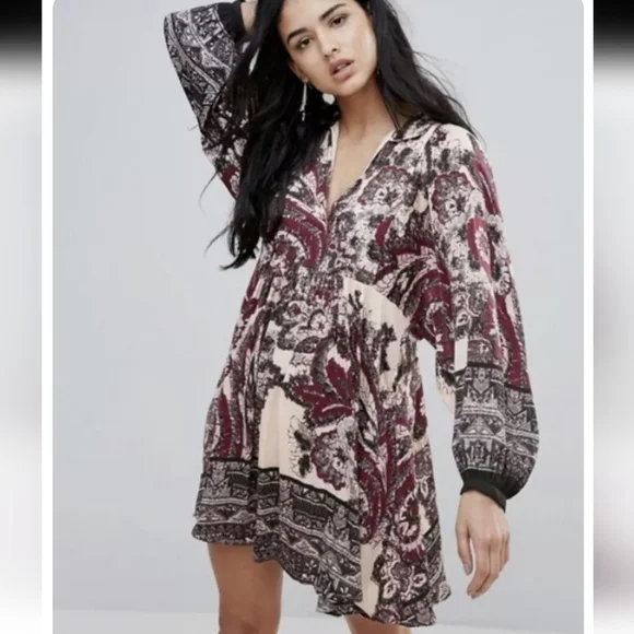 Free People Long Sleeve Say You Love Me Mini Dress- size S