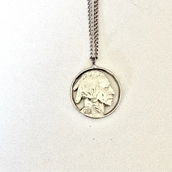 1936 Indian head buffalo nickel pendant with chain