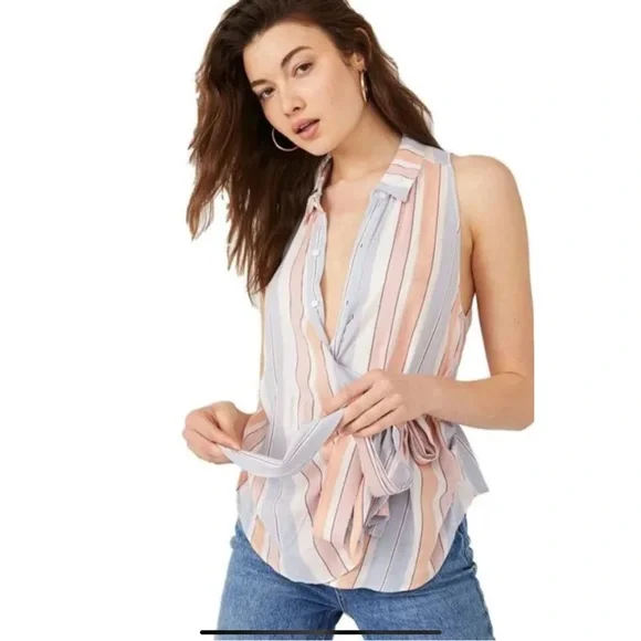 Free People Mackenzie Wrap Button Up Side Tie Top New W/tag XS or Med