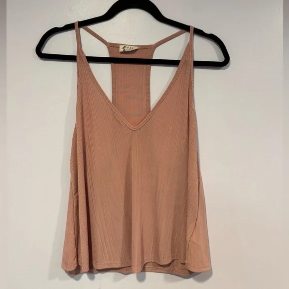Pink flowy ribbed free people strappy tank‎ top