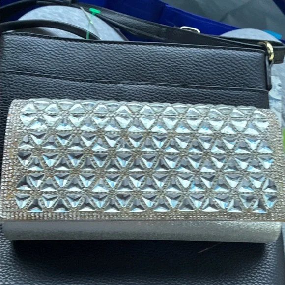 Gunne‎ Sax Silver Crystal Embellished Clutch