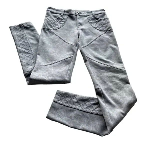 Women's Free People Gray‎ Leggings Moto Skinny Leg Biker Casual Knit Pant sz 27