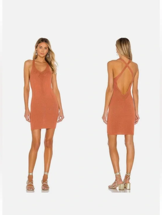 Free People Rust Open-Knit Tank Dress
