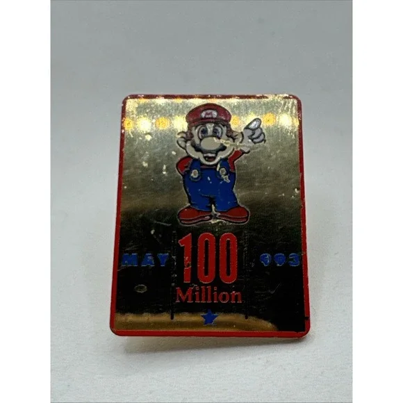 May 1993 100 Million Nintendo Employee Tie/Lapel Pin with Mario - Vintage + Rare