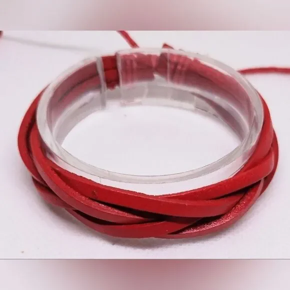 Men's bracelet leather layered Red‎ new e94