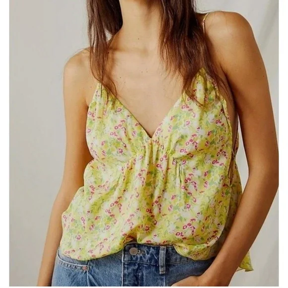 Intimately Free People Top Women S Yellow Floral Cami Festival Boho Summer fairy