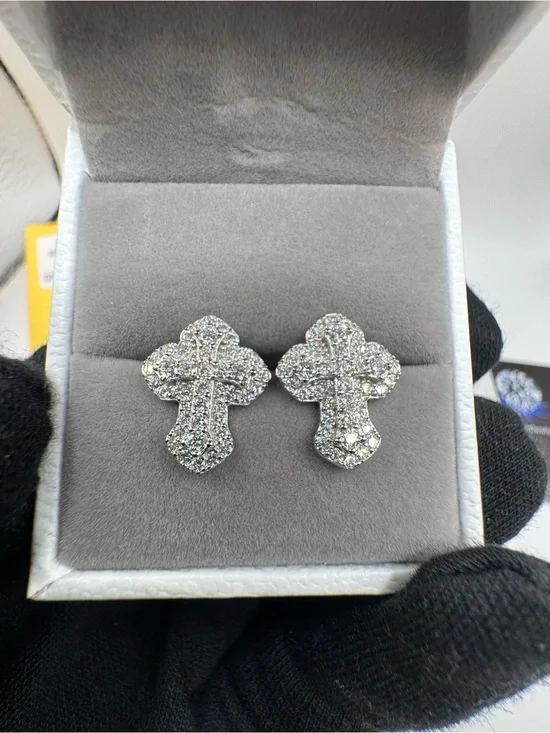 S925 silver moissanite earrings VVS1 GRA certified cross shape