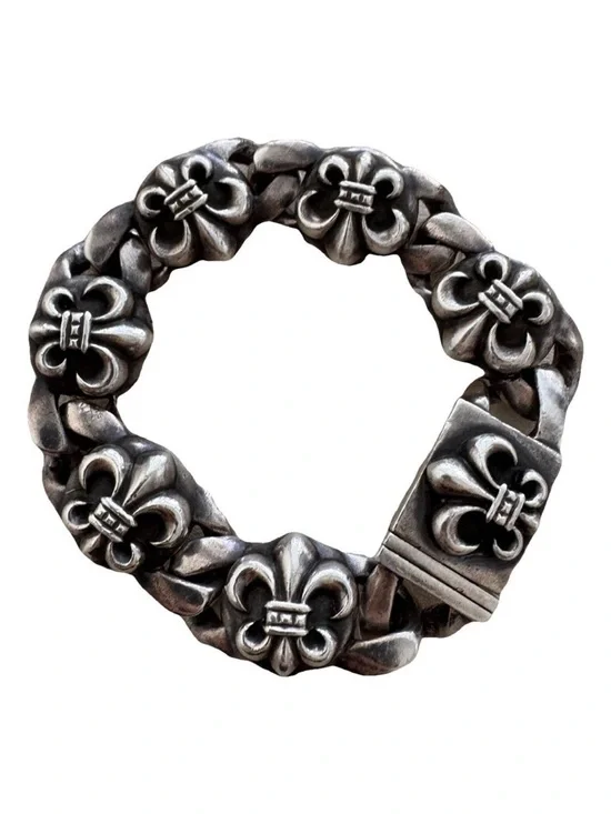 Chrome Hearts Silver Fleur de Lis Link Bracelet