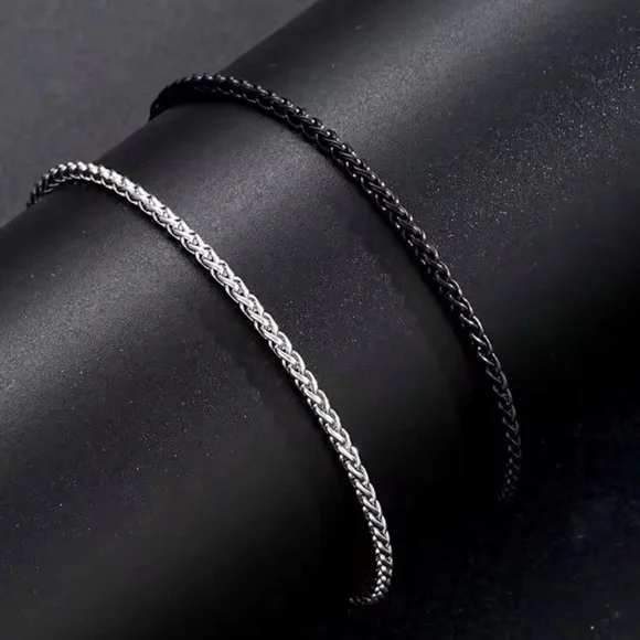 Minimalist Black Franco‎ Snake Chain Jewelry Bracelet, 7-9”