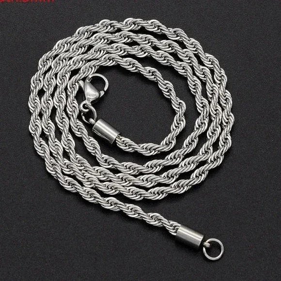 Gold or Silver Mens Rope Chain Necklace 3 mm