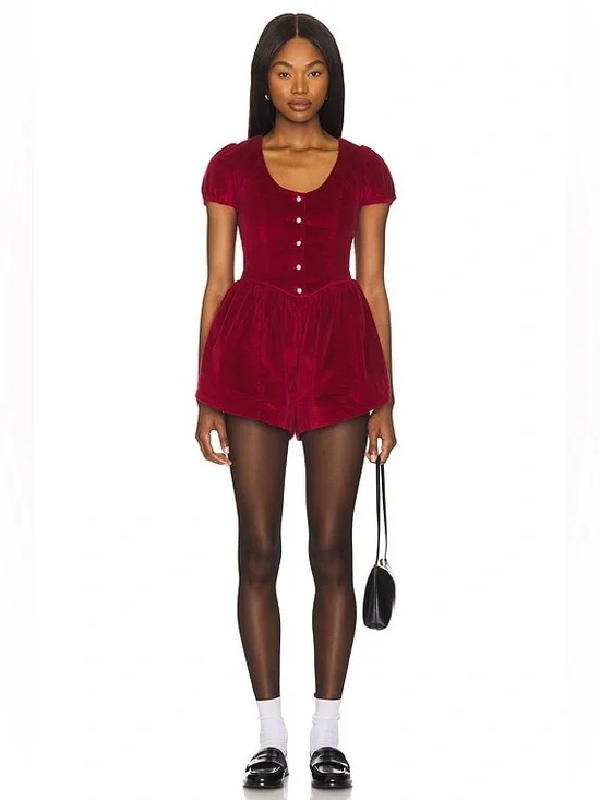 NWT Free People Silver Bells Romper Cherry Red Size Medium