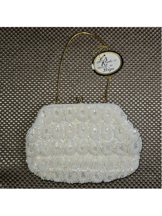 Vintage La Regal by Diga Beaded Sequined Glamorous Handbag Gold Chain 1950's