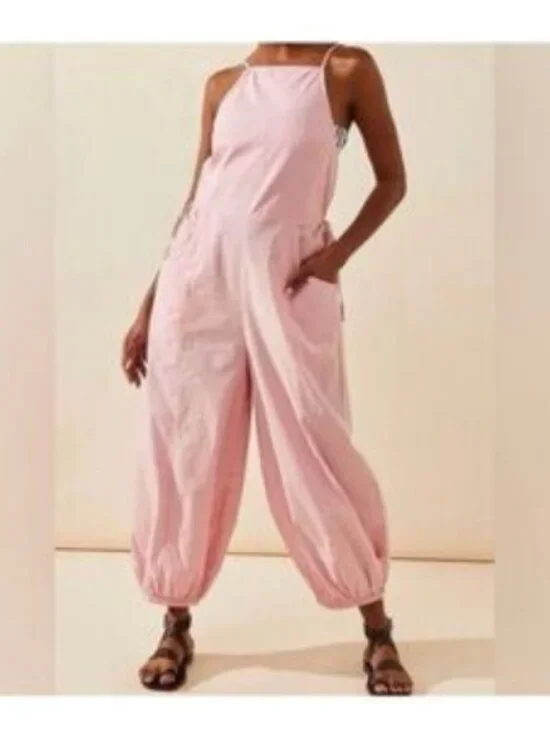 Free People Free-Est Saturday City Low-Back Jumpsuit Balloon Leg XL
