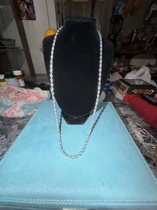 925 Sterling Silver pvd plated Diamond Cut Rope Chain 26 inch 5mm